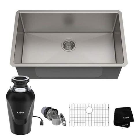 commercial stainless steel kitchen cabinet and sink w garbage disposal|Kraus Standart PRO Undermount 30.